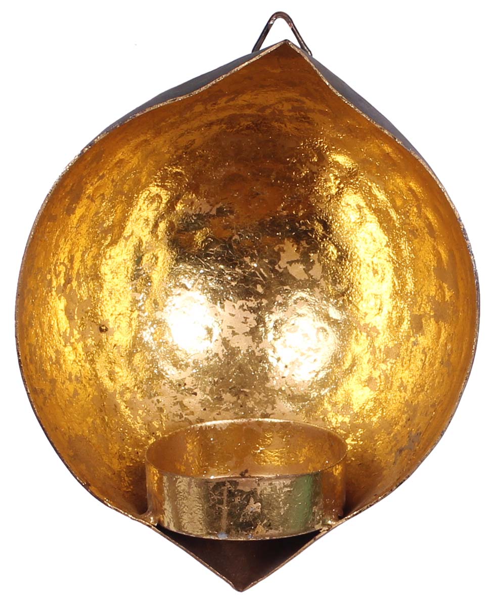 Wall-Mounted Tea-Light Candle Holder - Black & Golden Color Finish - Metal Votive Candle Stands - Artistic Wall Decor - Buy in Bulk Wholesale